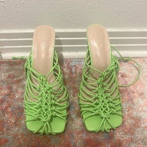 Super cute Neon Green Braided Heels💚